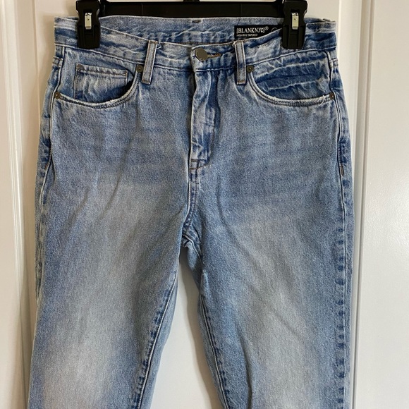 Blank NYC High Rise Tapered Lace Up Raw Hem Jeans - Picture 3 of 13